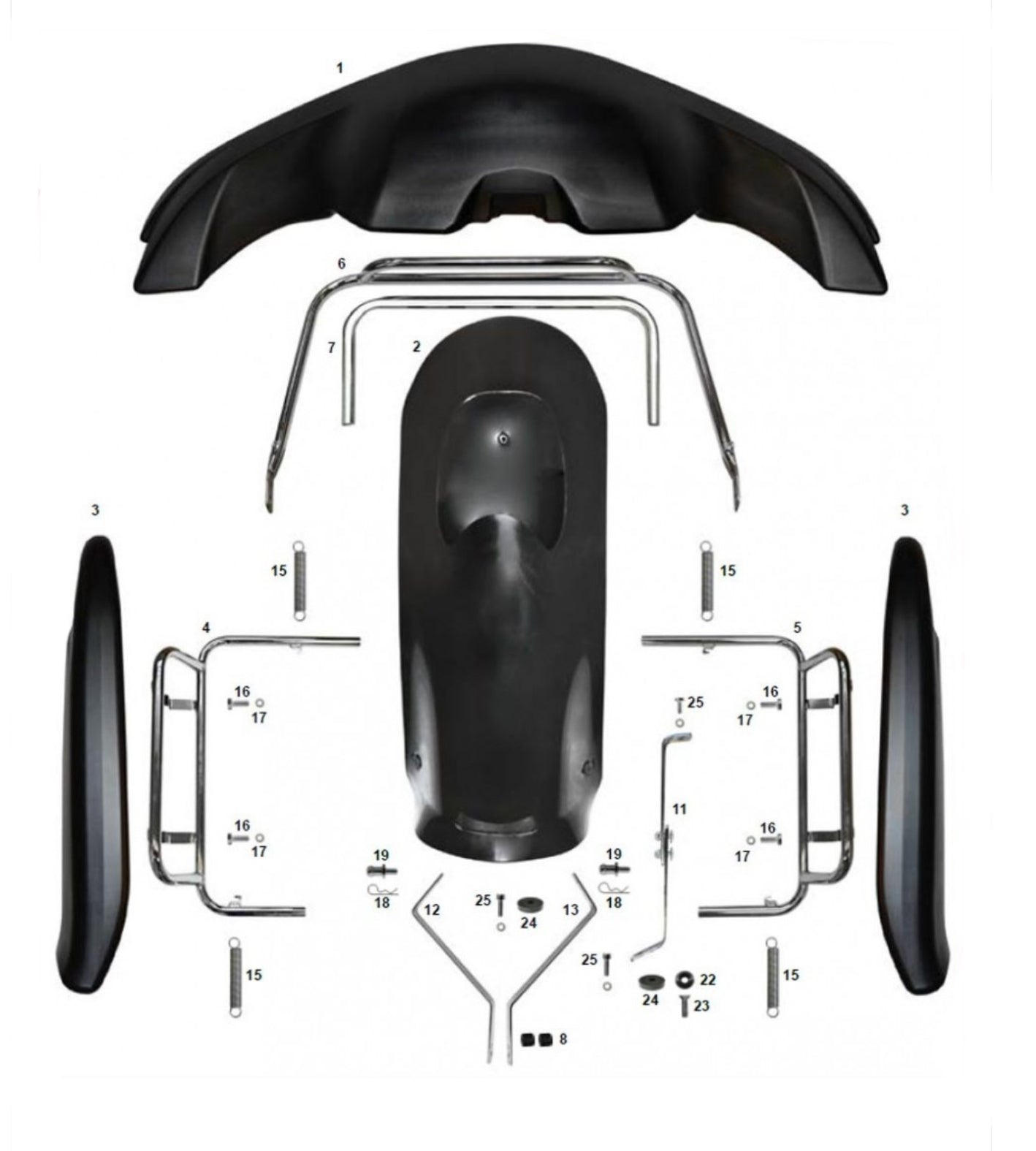 Kit carrosserie complet KG 507/508 avec support et fixation